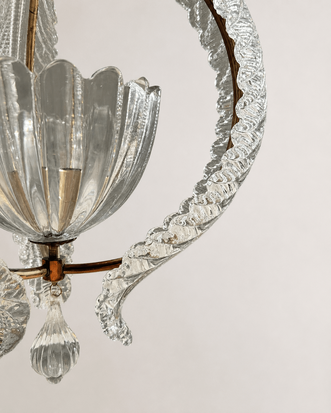 Vintage Mid-Century Barovier & Toso Murano Glass and Brass Pendant Light – Pendant Light – MILLA OBJETS