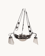 Genet and Michon wrought iron and frosted glass chandelier - isolated full view of the chandelier