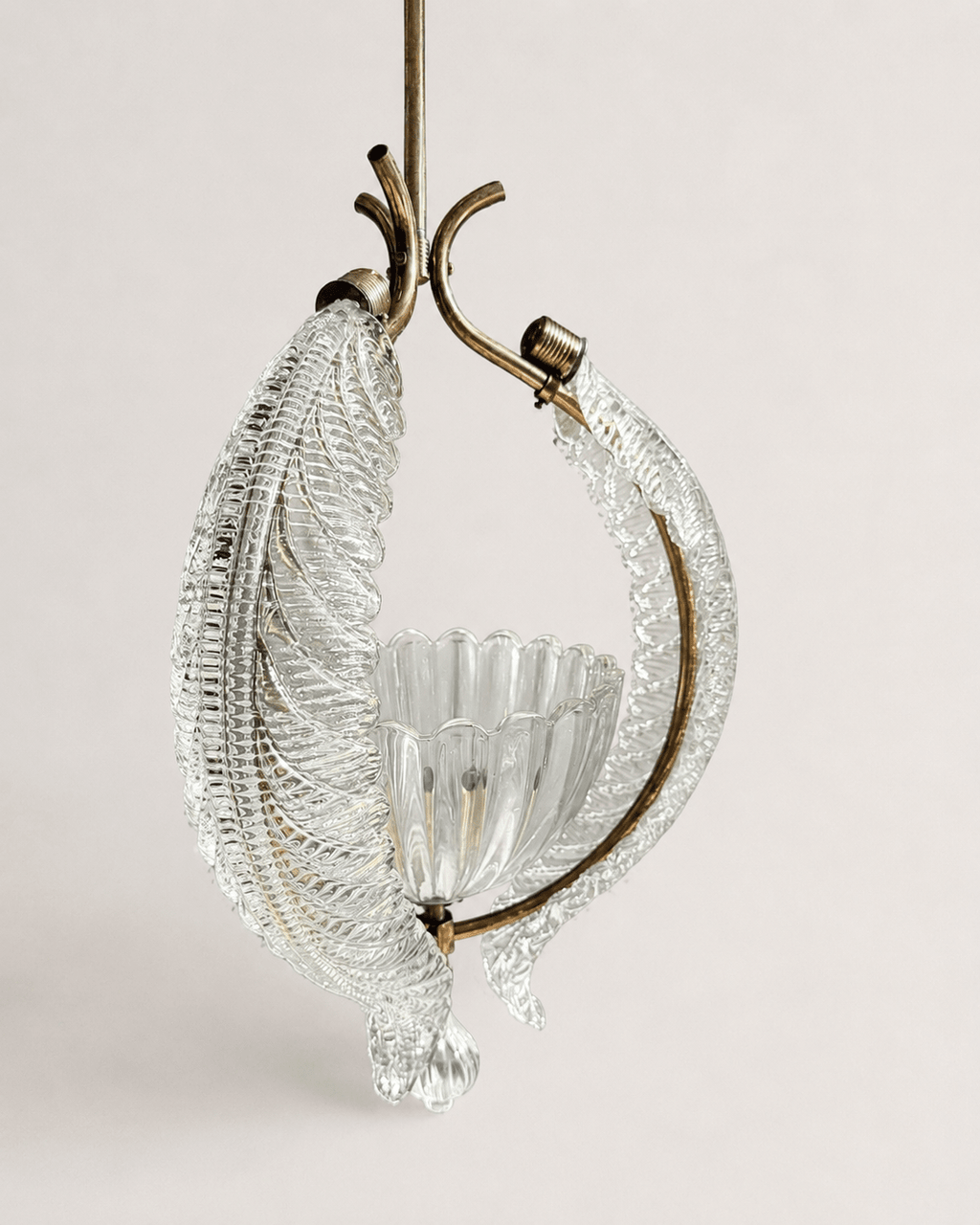 Vintage Mid-Century Barovier & Toso Murano Glass and Brass Pendant Light – Pendant Light – MILLA OBJETS