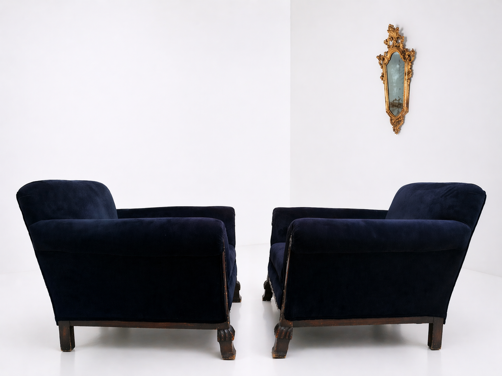 Pair Of Art Deco Velvet Armchairs