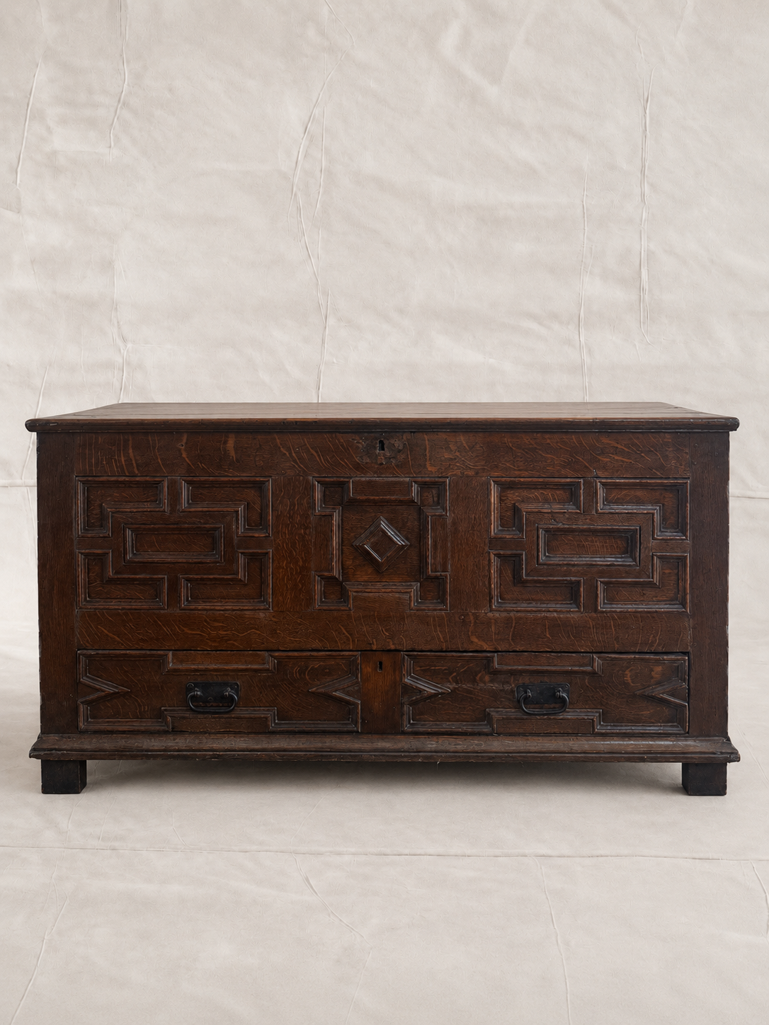 Late 17th Century English Oak Geometric Chest / Cupboard