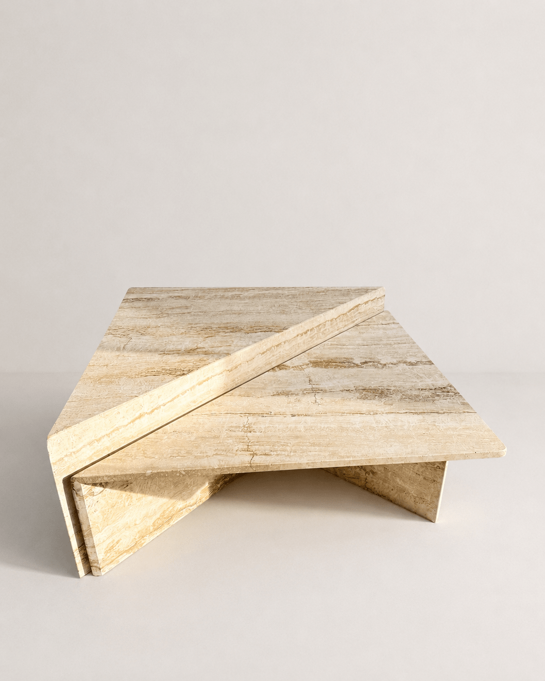 Vintage Italian 1970s Mid Century Travertine Low Triangular Nesting Coffee Tables – Pair – Coffee Tables – MILLA OBJETS