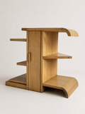 French Modernist Architectural Blonde Mahogany Side Table & Pedestal Cabinet, circa 1930s – Side Table – MILLA OBJETS