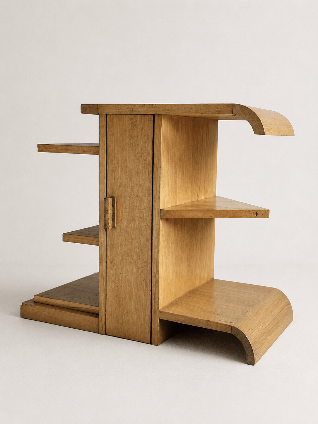 French Modernist Architectural Blonde Mahogany Side Table & Pedestal Cabinet, circa 1930s – Side Table – MILLA OBJETS