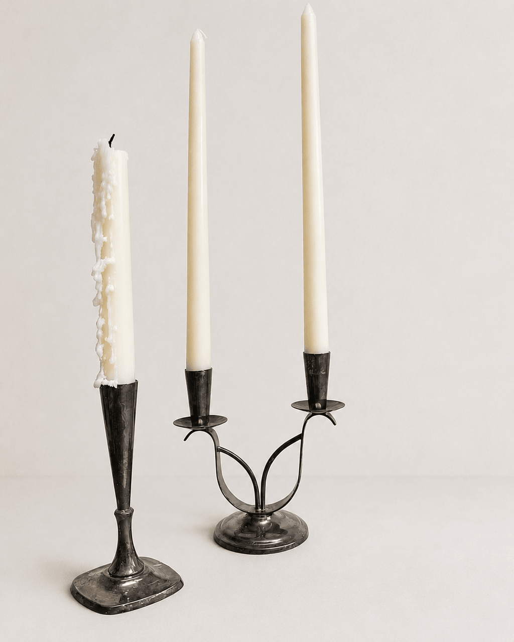 Trio of Vintage Silver-Plated Danish Candlesticks & Candelabras – Candle Holder – MILLA OBJETS