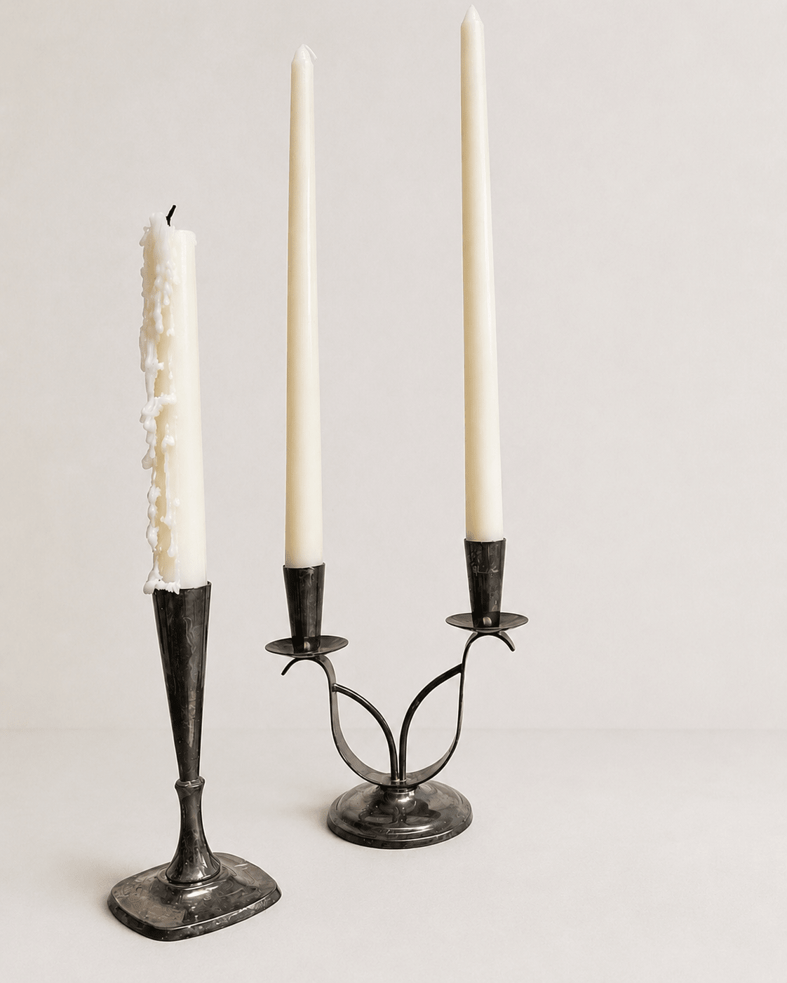 Trio of Vintage Silver-Plated Danish Candlesticks & Candelabras – Candle Holder – MILLA OBJETS