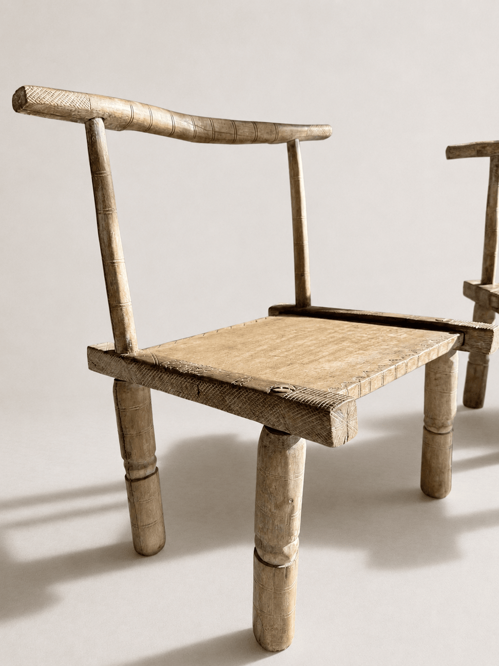 Pair of Antique Primitive Low Chairs, Early 20th Century – Low Chairs – MILLA OBJETS