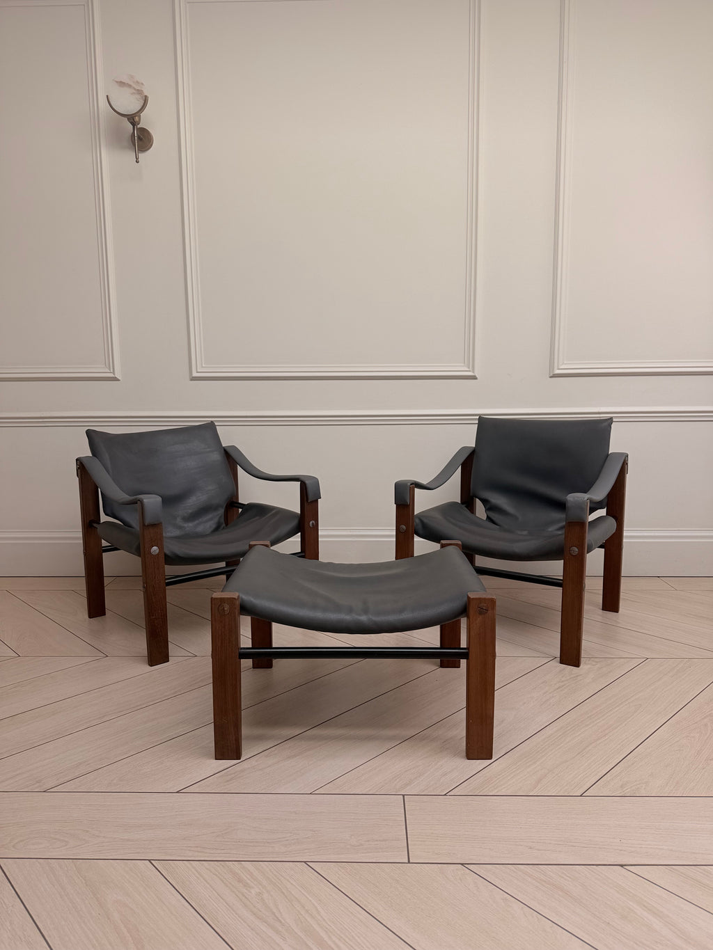 Maurice Burke For Arkana Safari Lounge Chairs And Ottoman