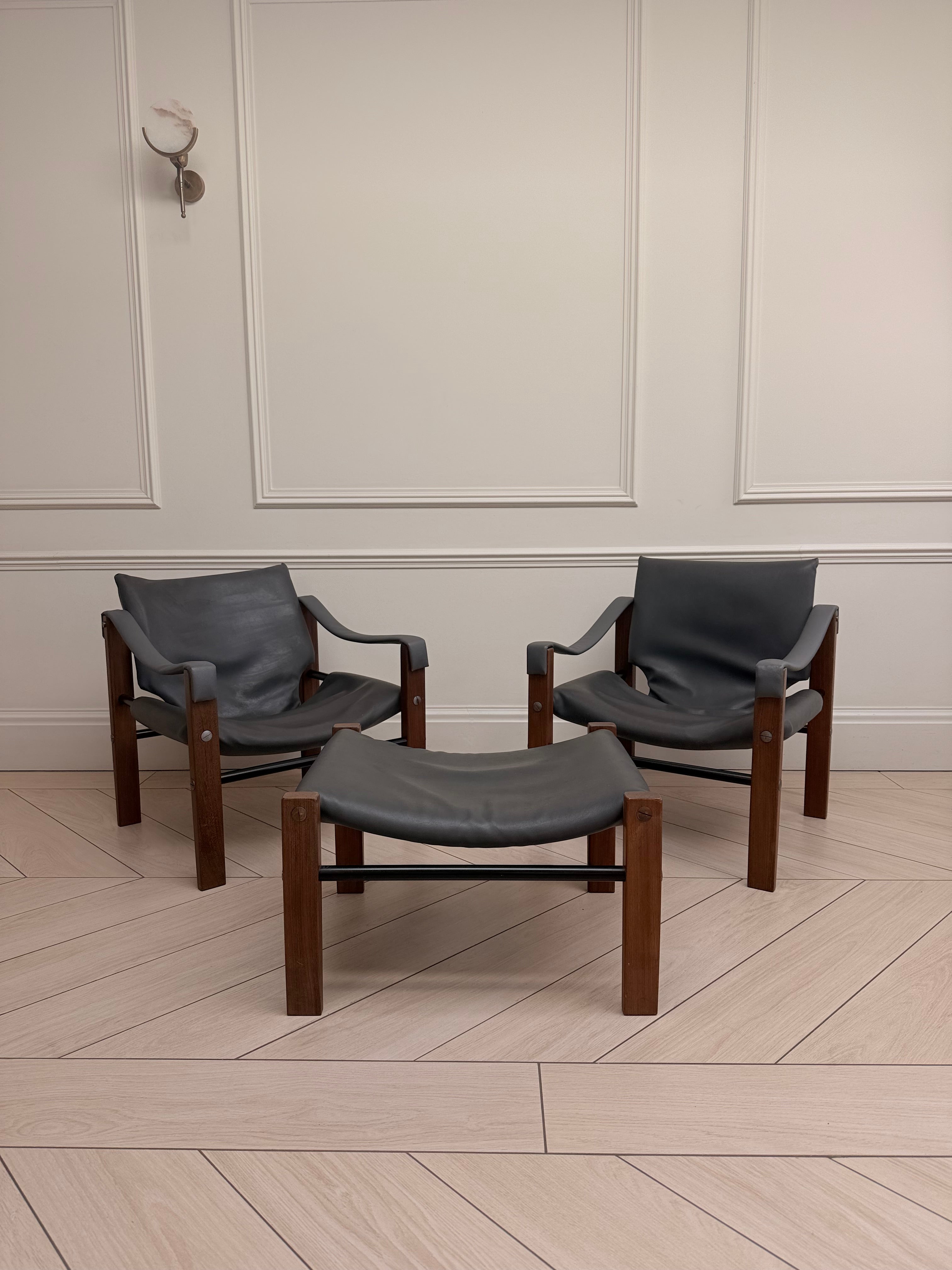 Maurice Burke For Arkana Safari Lounge Chairs And Ottoman