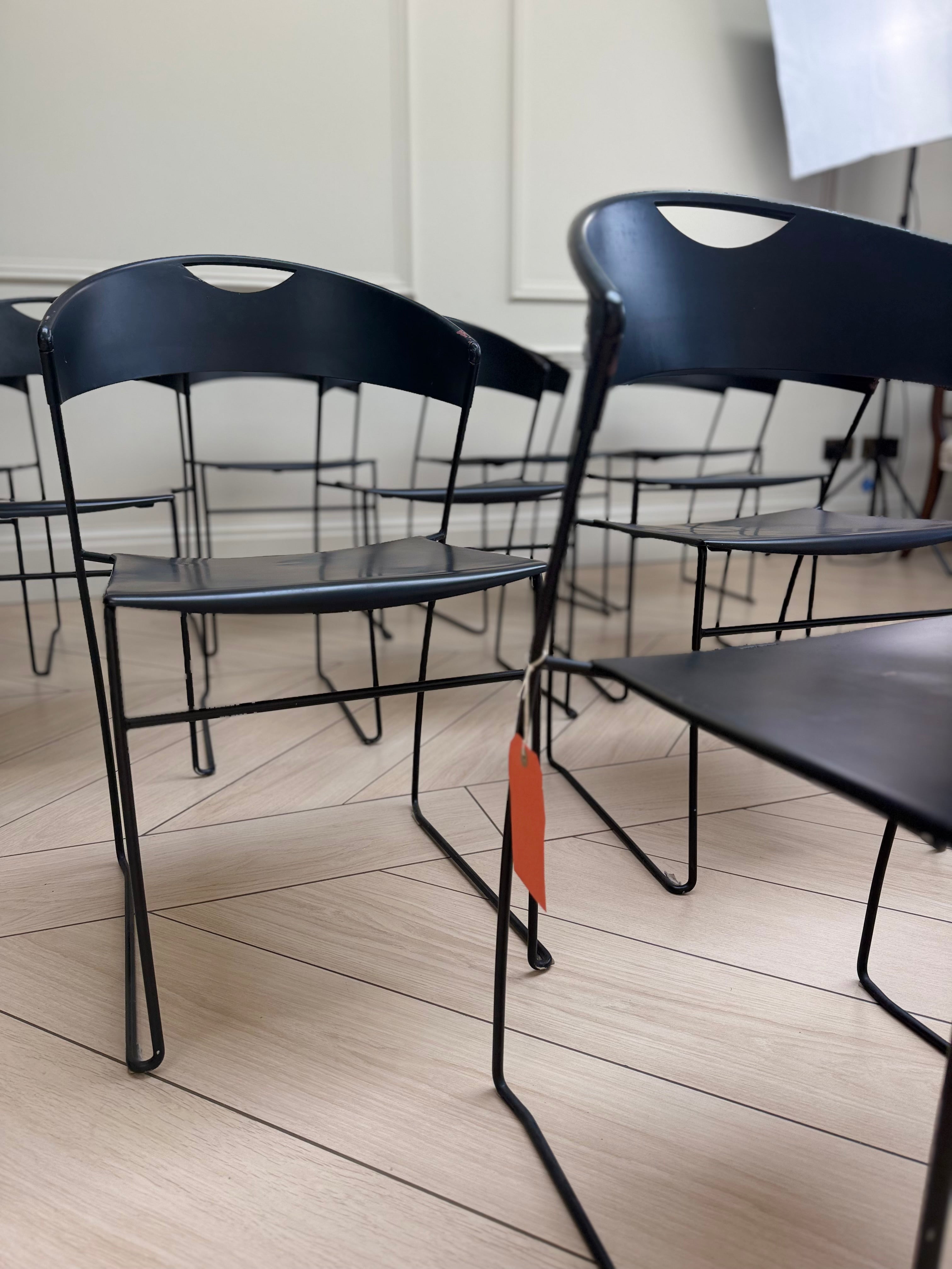 Set Of 10 Vintage Juliette Dining Chairs By Hannes Wettstein For Baleri Italia