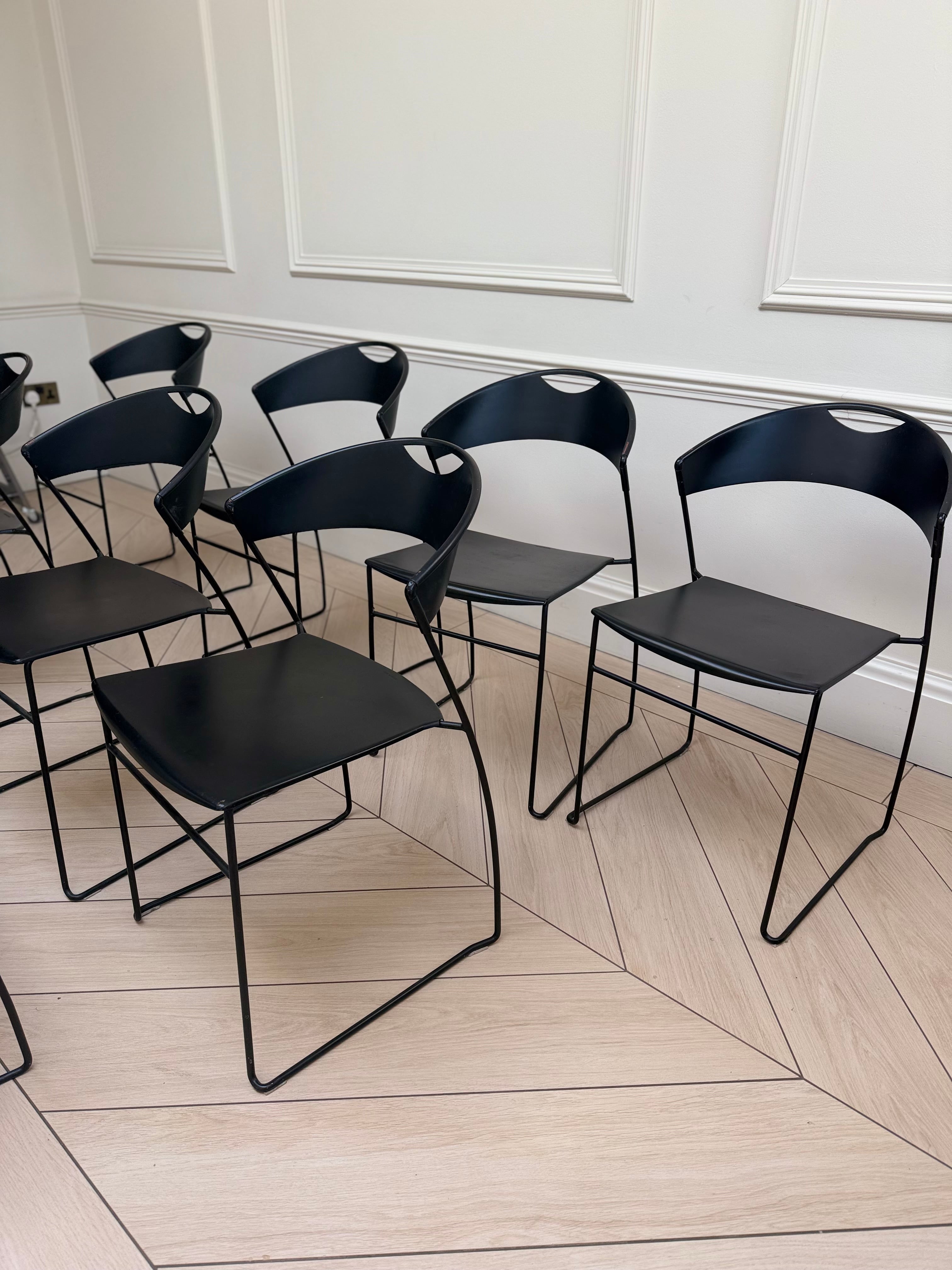 Set Of 10 Vintage Juliette Dining Chairs By Hannes Wettstein For Baleri Italia