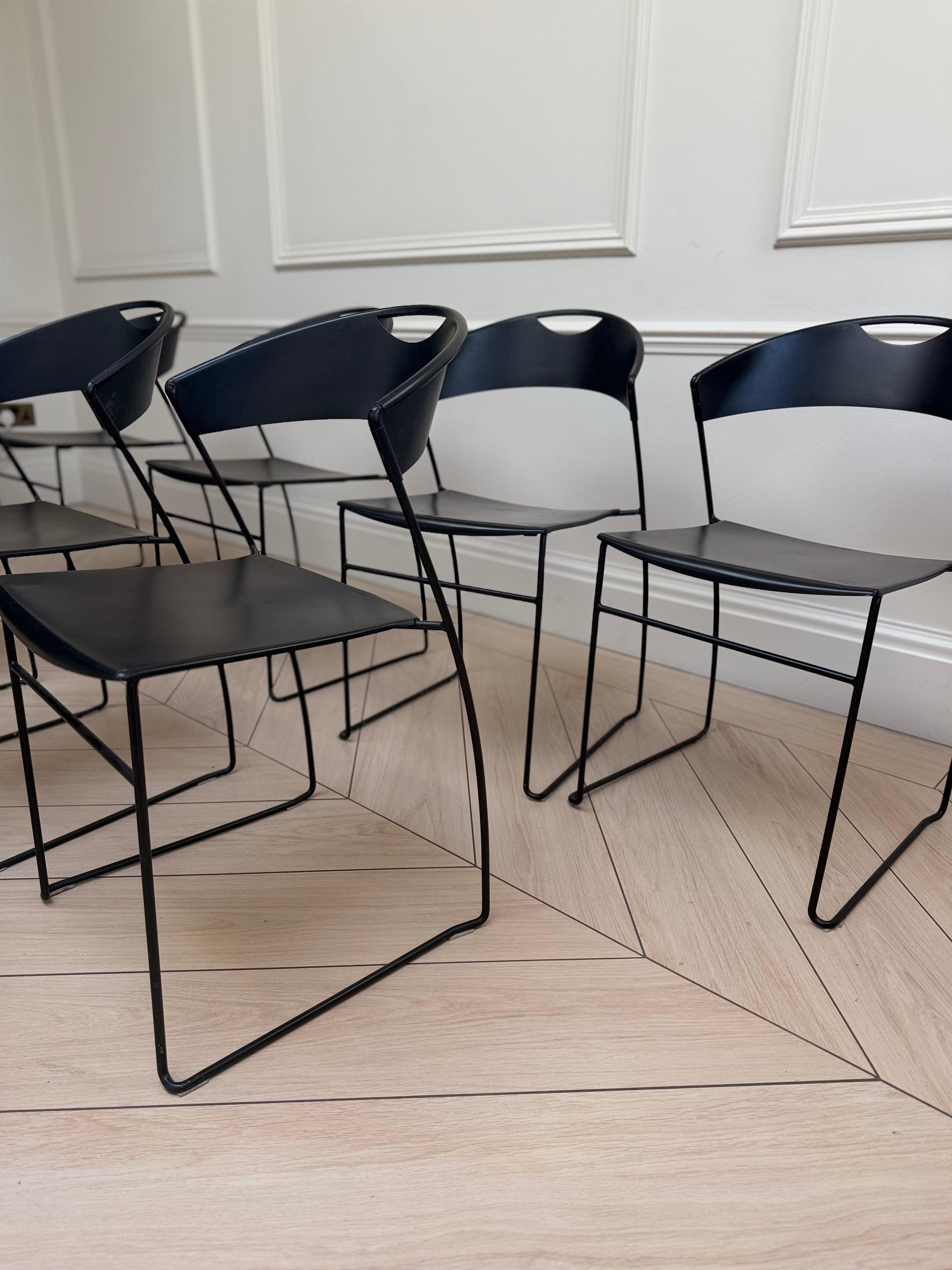 Set Of 10 Vintage Juliette Dining Chairs By Hannes Wettstein For Baleri Italia