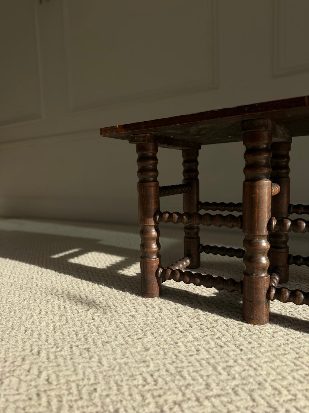 Brutalist Oak coffee table By Charles Dudouyt circa 1940s.