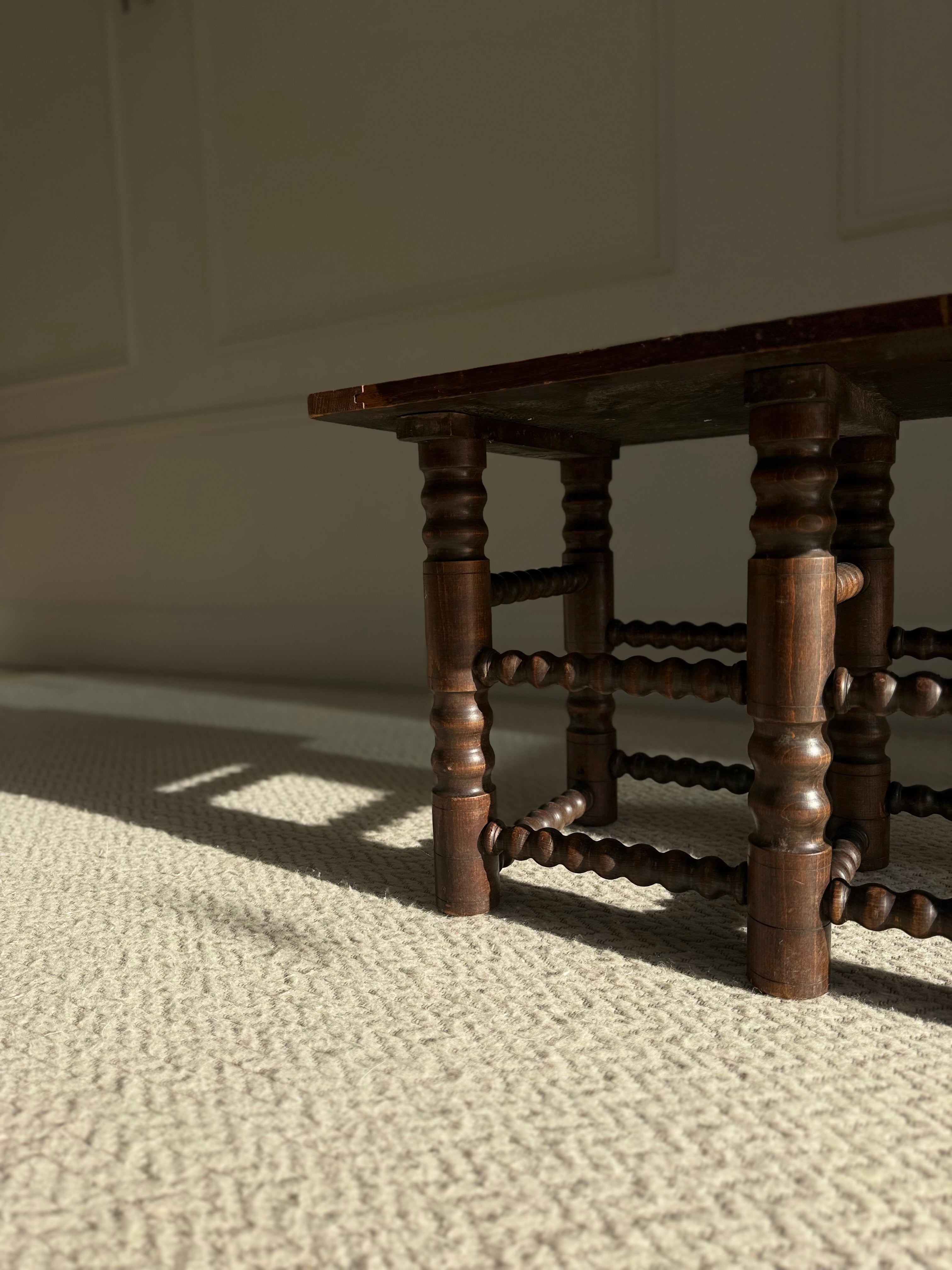 Brutalist Oak coffee table By Charles Dudouyt circa 1940s.