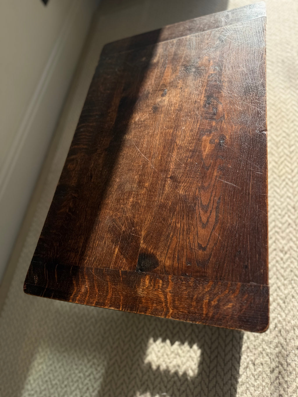 Brutalist Oak coffee table By Charles Dudouyt circa 1940s.