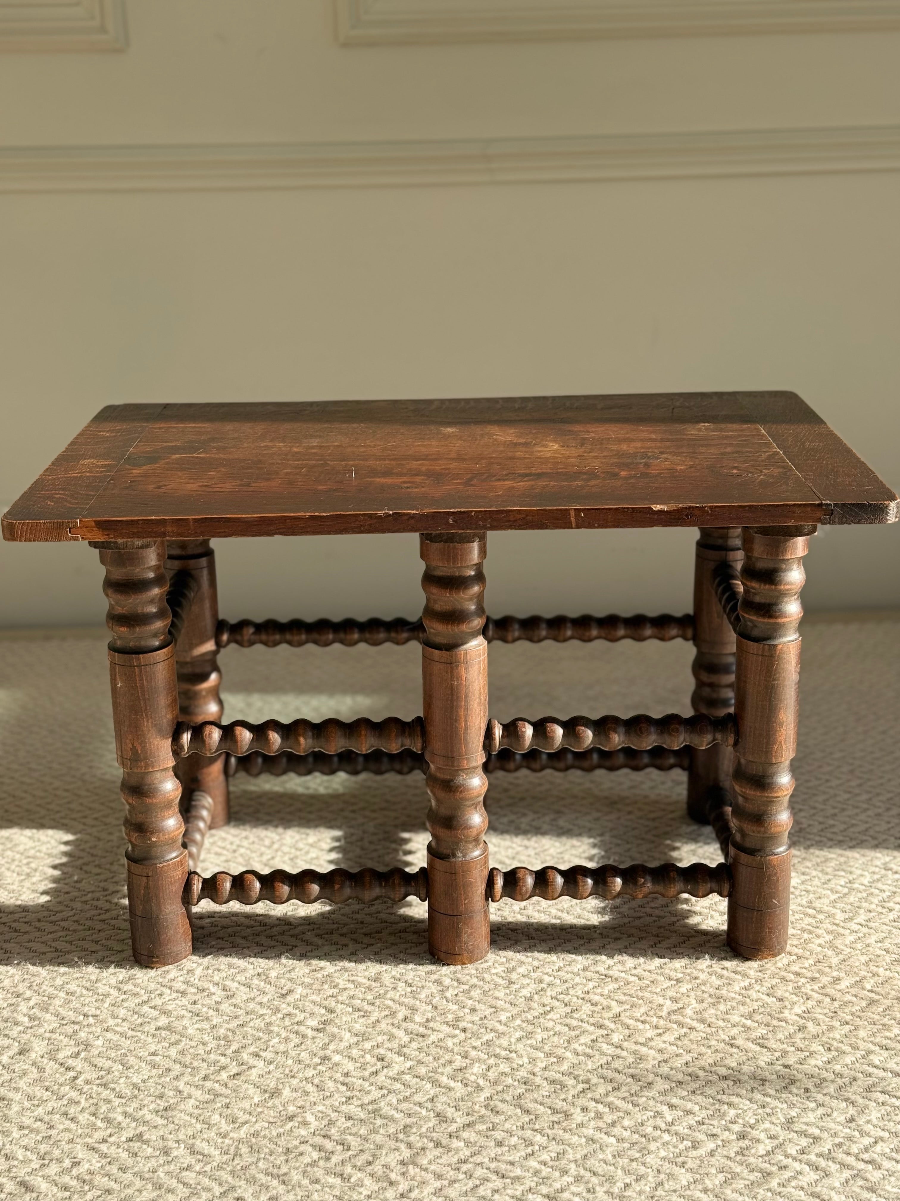 Brutalist Oak coffee table By Charles Dudouyt circa 1940s.