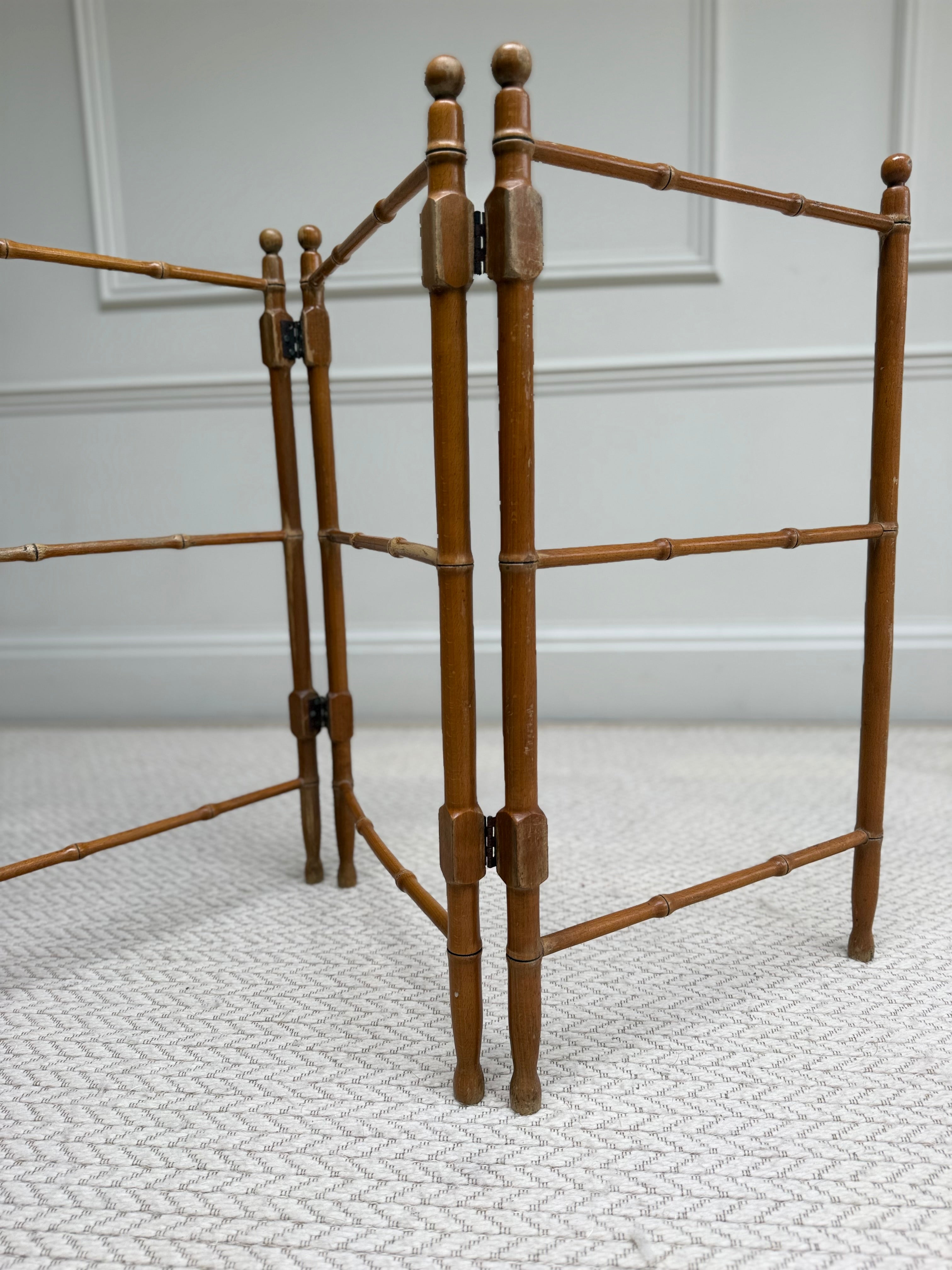 Vintage French Faux Bamboo Folding Wooden Towel Rail & Clothes Airer – Towel Rail – MILLA OBJETS