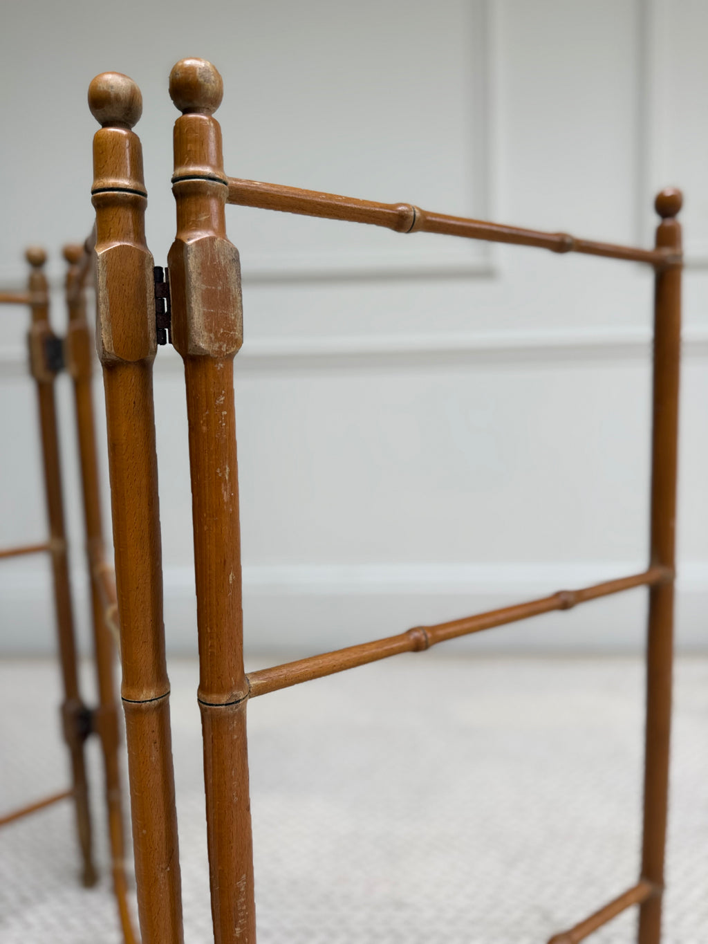 Vintage French Faux Bamboo Folding Wooden Towel Rail & Clothes Airer – Towel Rail – MILLA OBJETS