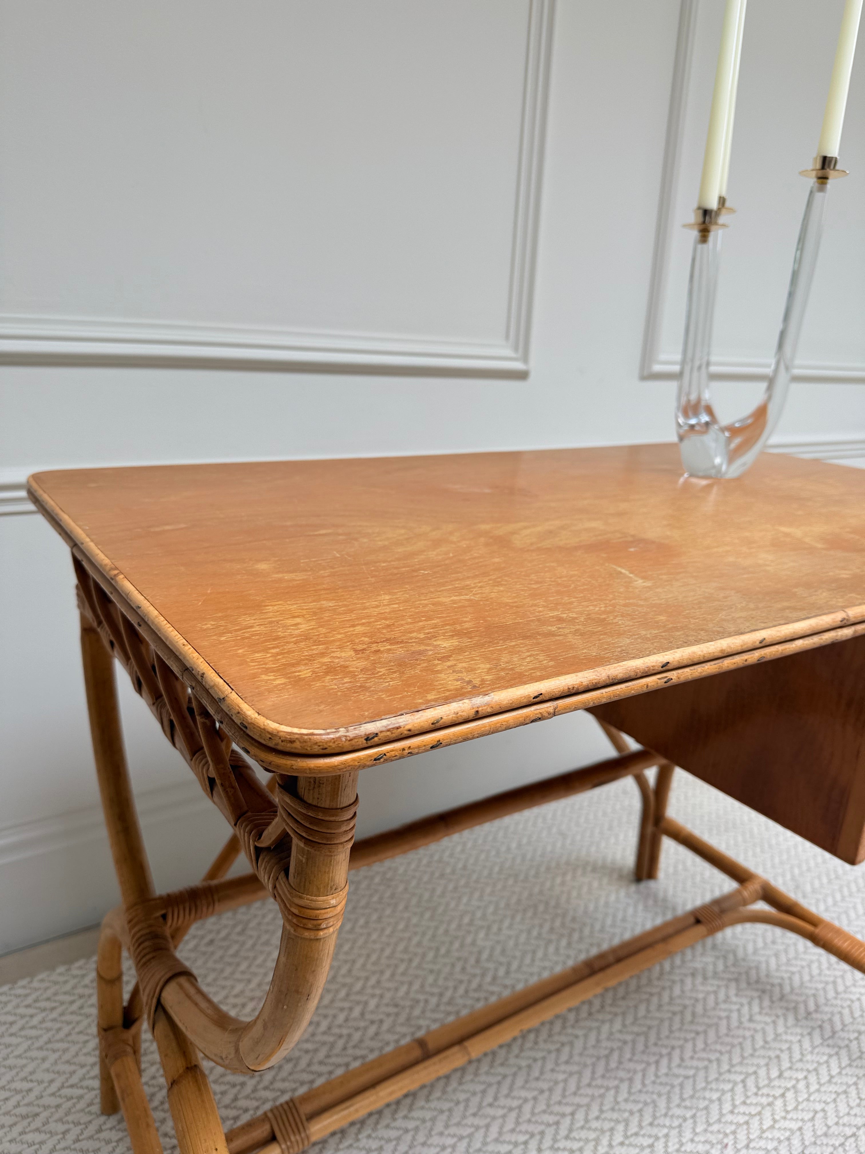 Mid-Century 1970s Italian Bamboo and Rattan Writing Desk – Writing Desk – MILLA OBJETS