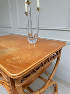 1970s Italian bamboo and rattan writing desk - writing surface and rounded bamboo edge, close-up