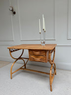 1970s Italian bamboo and rattan writing desk - full desk styled in a room setting