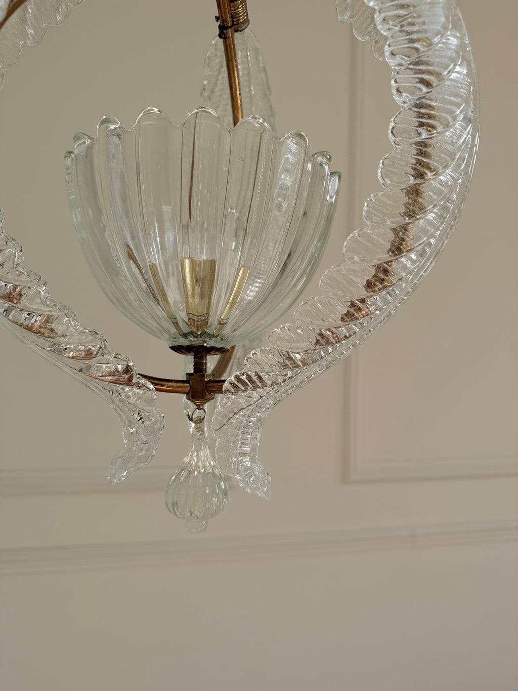 Vintage Mid-Century Barovier & Toso Murano Glass and Brass Pendant Light – Pendant Light – MILLA OBJETS