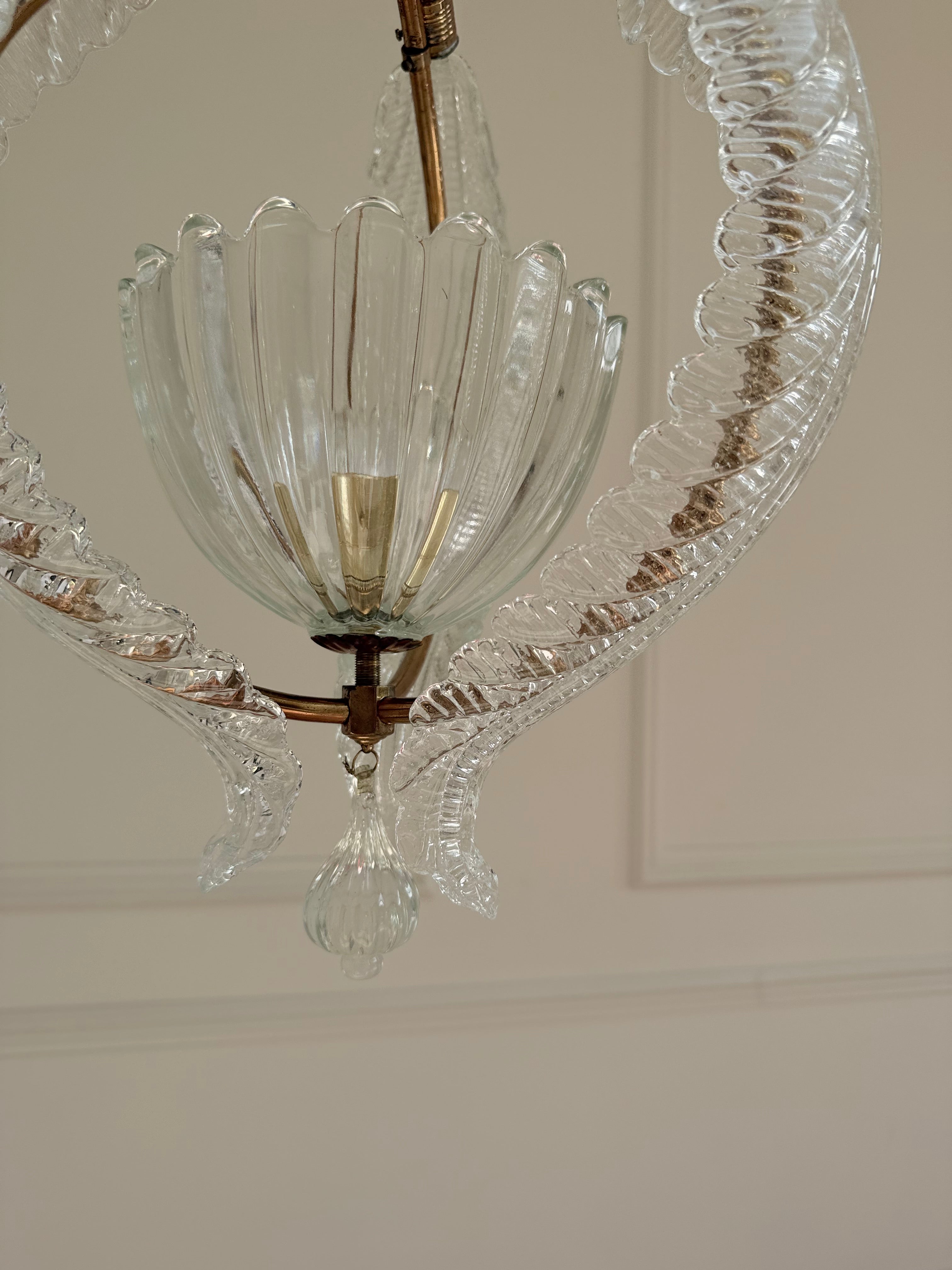 Vintage Mid-Century Barovier & Toso Murano Glass and Brass Pendant Light – Pendant Light – MILLA OBJETS
