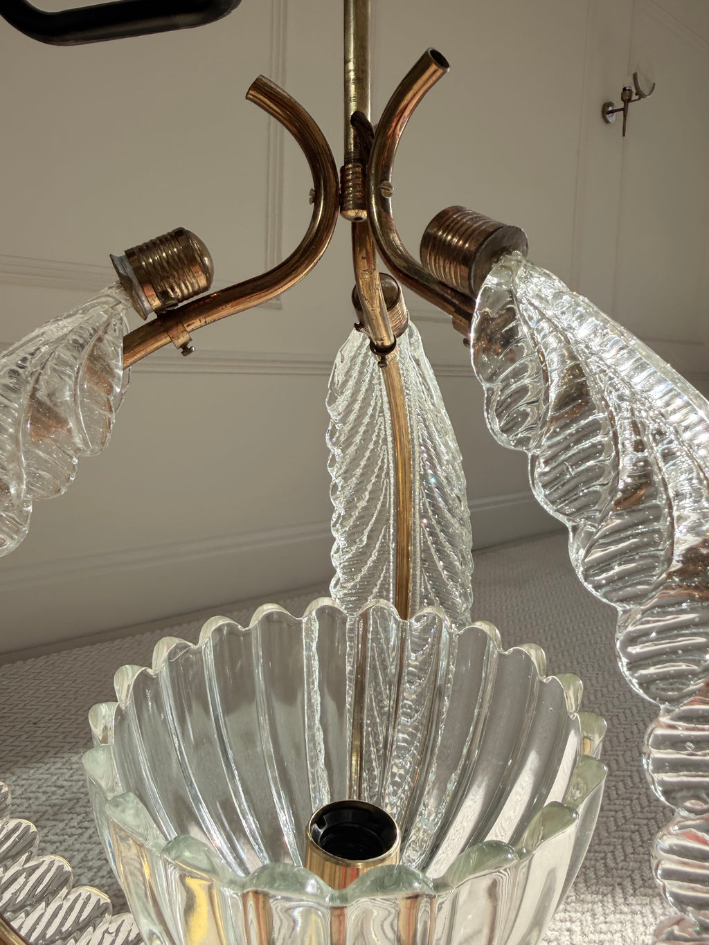 Vintage Mid-Century Barovier & Toso Murano Glass and Brass Pendant Light – Pendant Light – MILLA OBJETS
