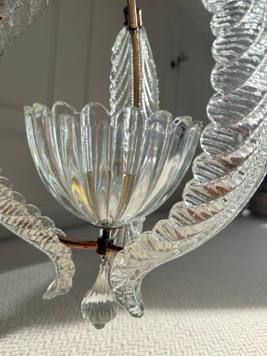 Vintage Mid-Century Barovier & Toso Murano Glass and Brass Pendant Light – Pendant Light – MILLA OBJETS