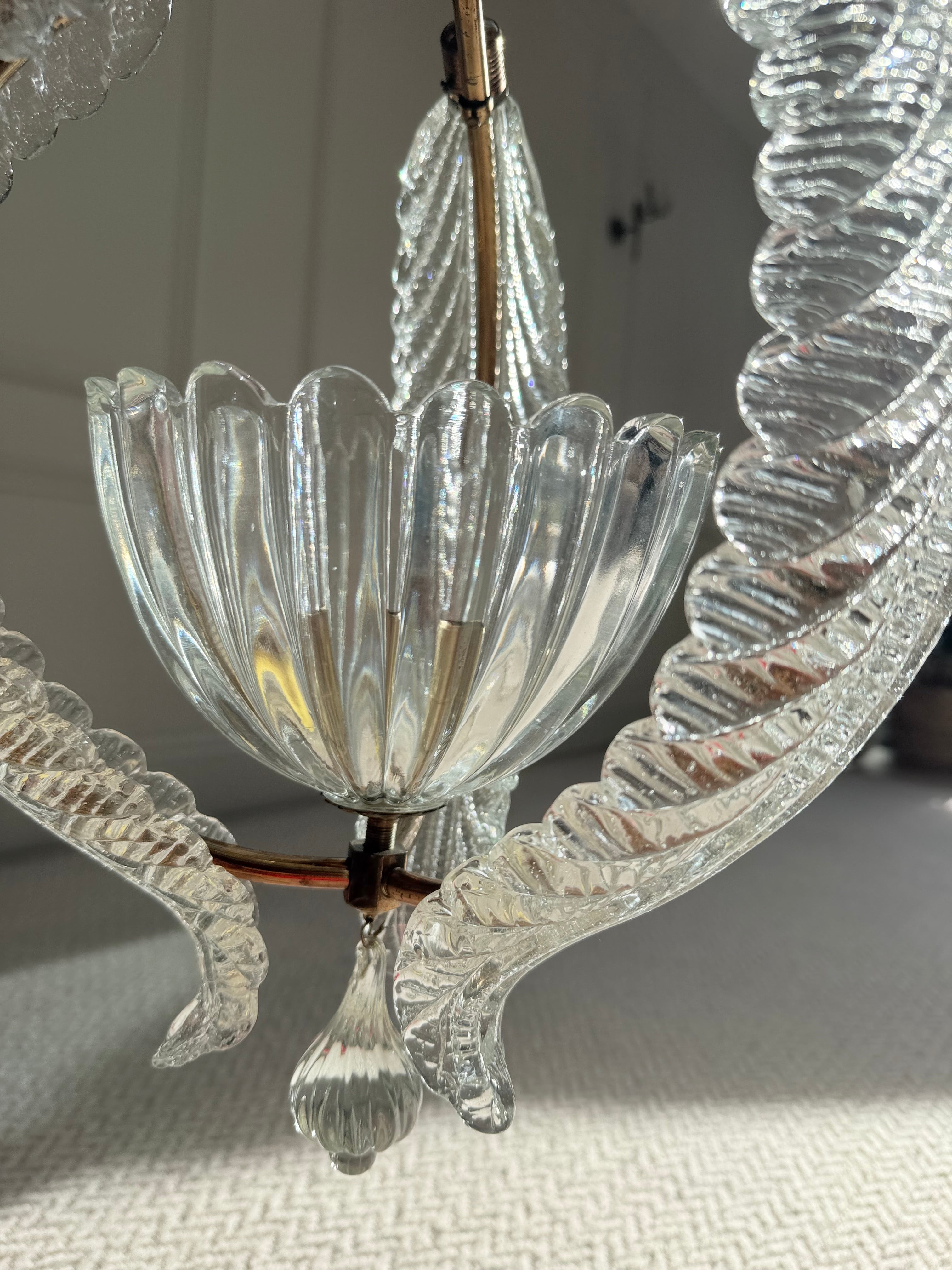Vintage Mid-Century Barovier & Toso Murano Glass and Brass Pendant Light – Pendant Light – MILLA OBJETS