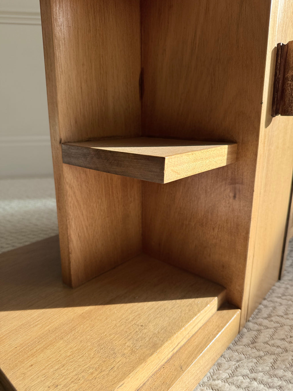 French Modernist Architectural Blonde Mahogany Side Table & Pedestal Cabinet, circa 1930s – Side Table – MILLA OBJETS