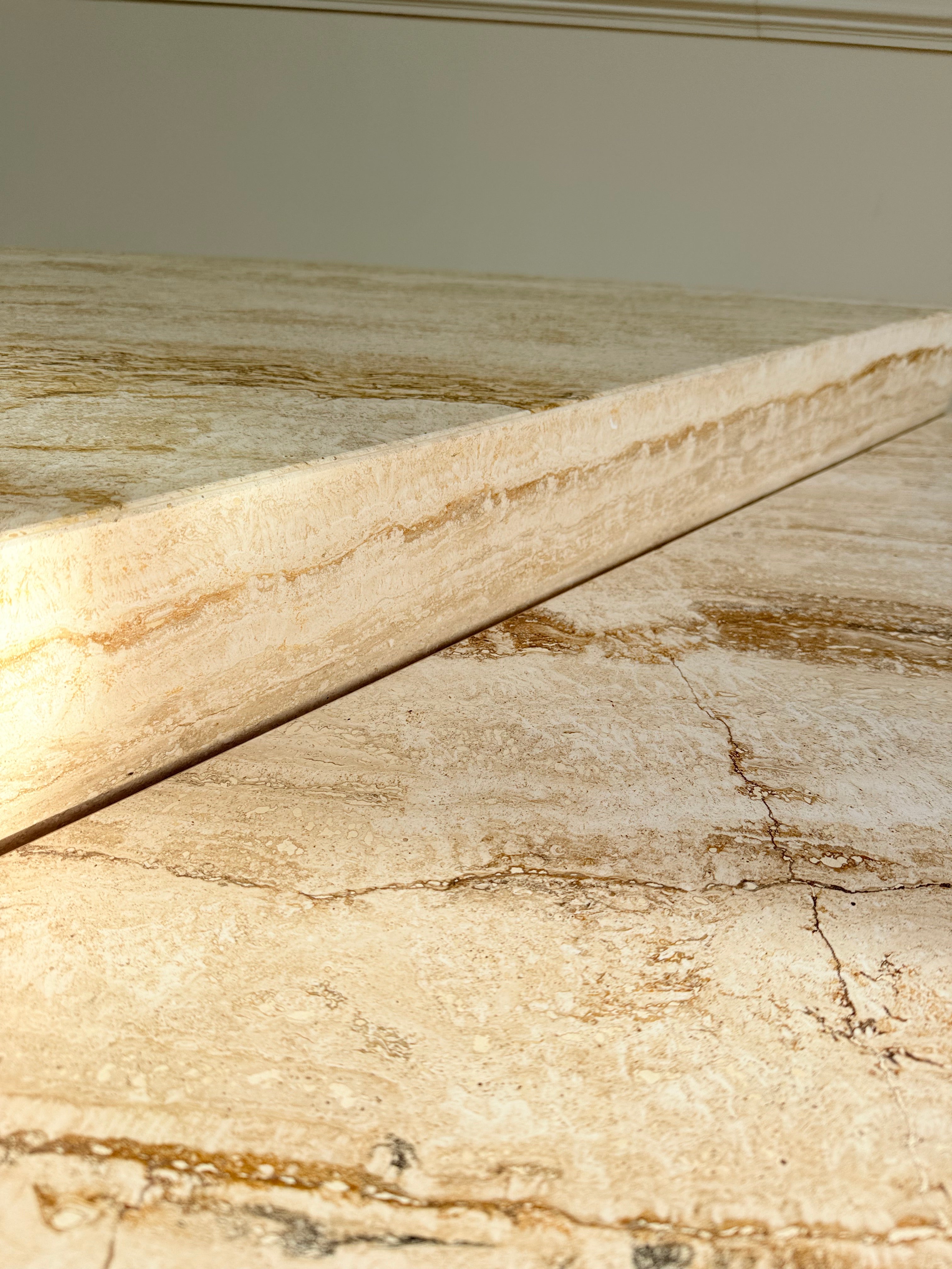 Vintage Italian 1970s Mid Century Travertine Low Triangular Nesting Coffee Tables – Pair – Coffee Tables – MILLA OBJETS