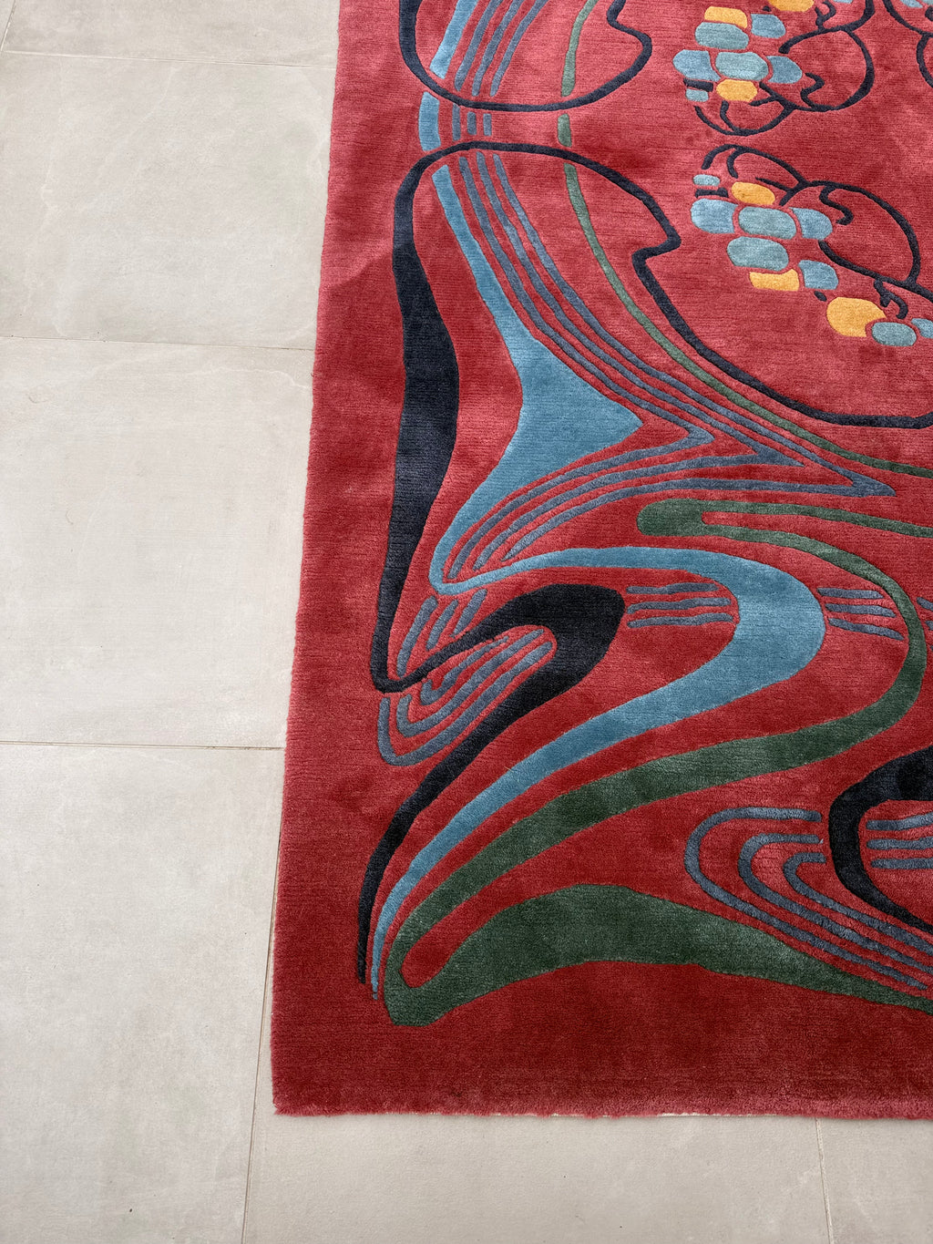 Large Hand-Knotted Nepalese Tibetan Abstract Rug, 290 × 200 cm