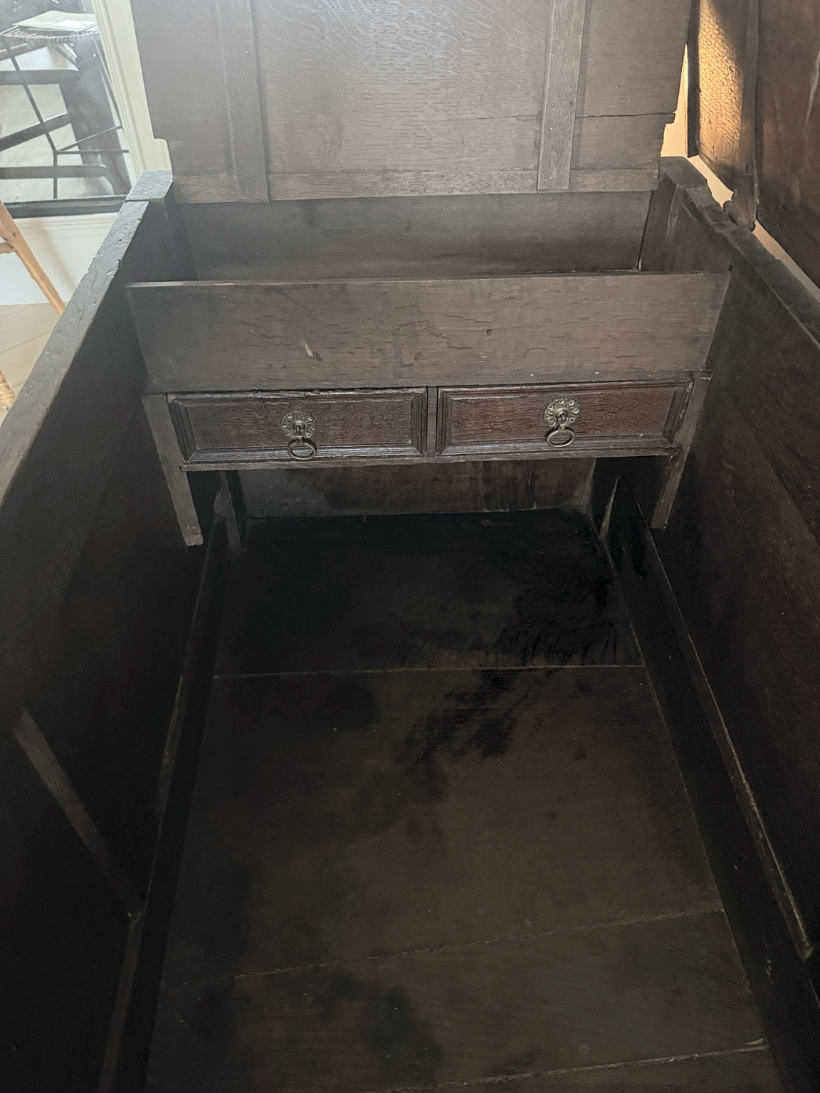 Late 17th Century English Oak Geometric Chest / Cupboard