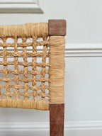 Audoux Minet oak and woven abaca side chairs - wrapped top rail, close-up
