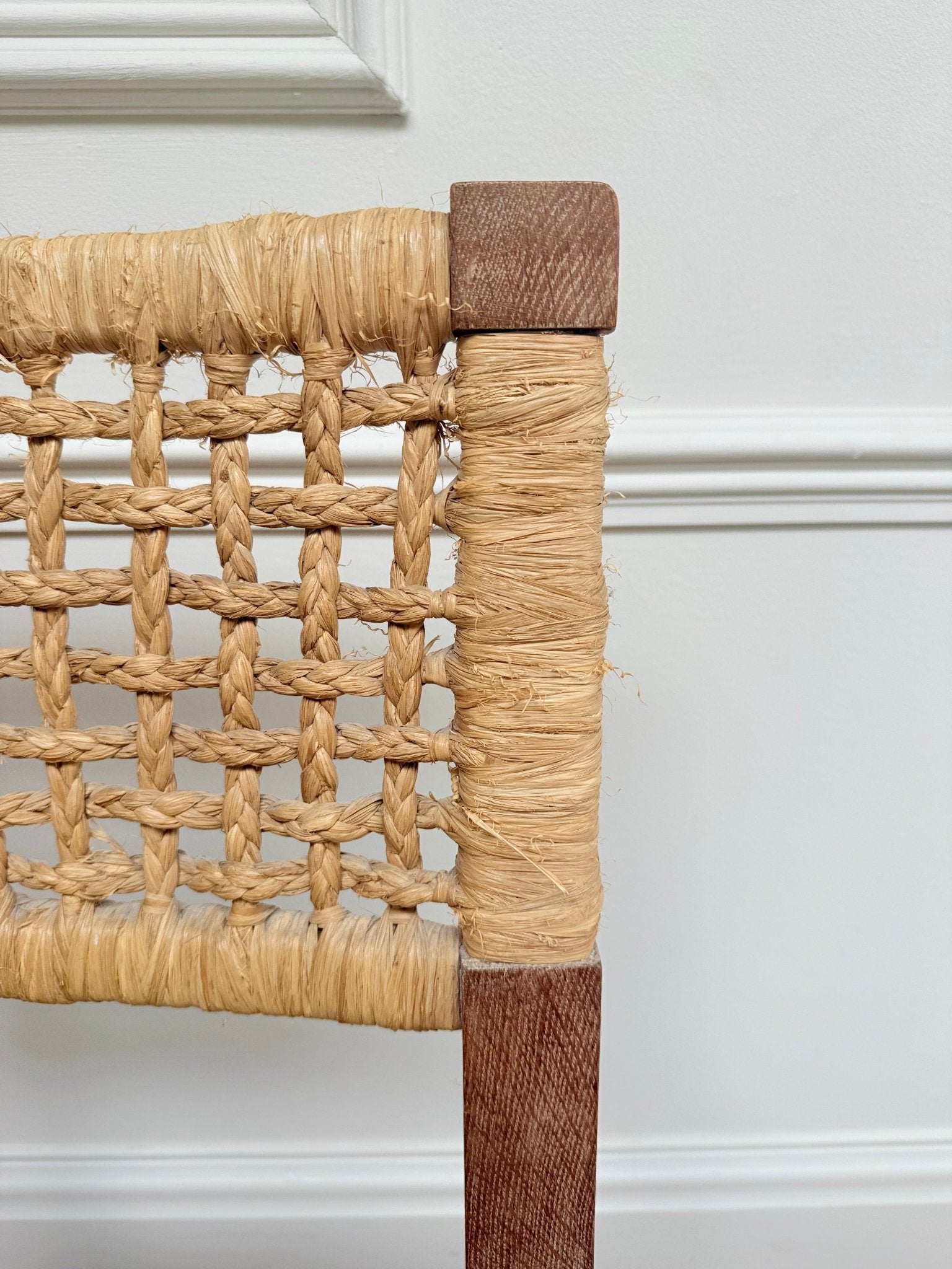 Pair of Audoux Minet Mid-Century French Woven Abaca & Oak Side Chairs – Side Chair – MILLA OBJETS
