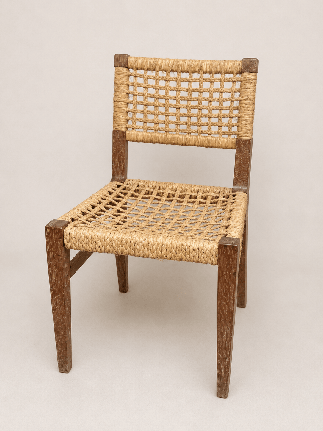 Pair of Audoux Minet Mid-Century French Woven Abaca & Oak Side Chairs – Side Chair – MILLA OBJETS