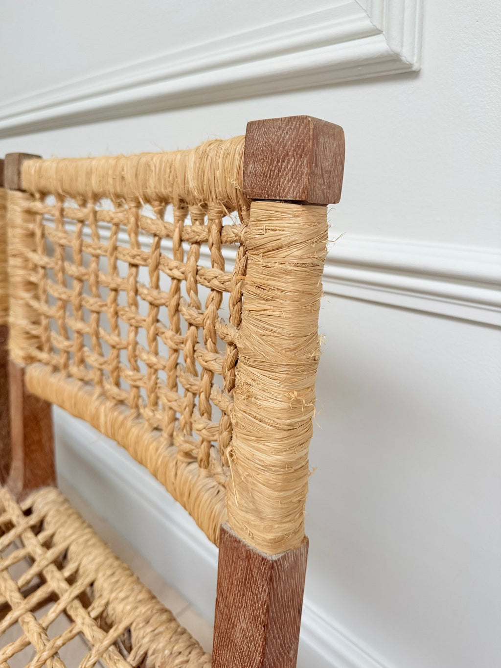 Pair of Audoux Minet Mid-Century French Woven Abaca & Oak Side Chairs – Side Chair – MILLA OBJETS