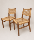 Pair of Audoux Minet Mid-Century French Woven Abaca & Oak Side Chairs – Side Chair – MILLA OBJETS