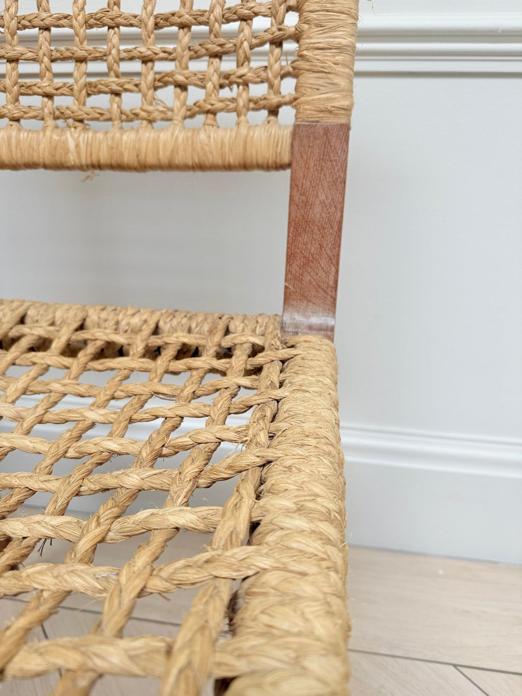 Pair of Audoux Minet Mid-Century French Woven Abaca & Oak Side Chairs – Side Chair – MILLA OBJETS