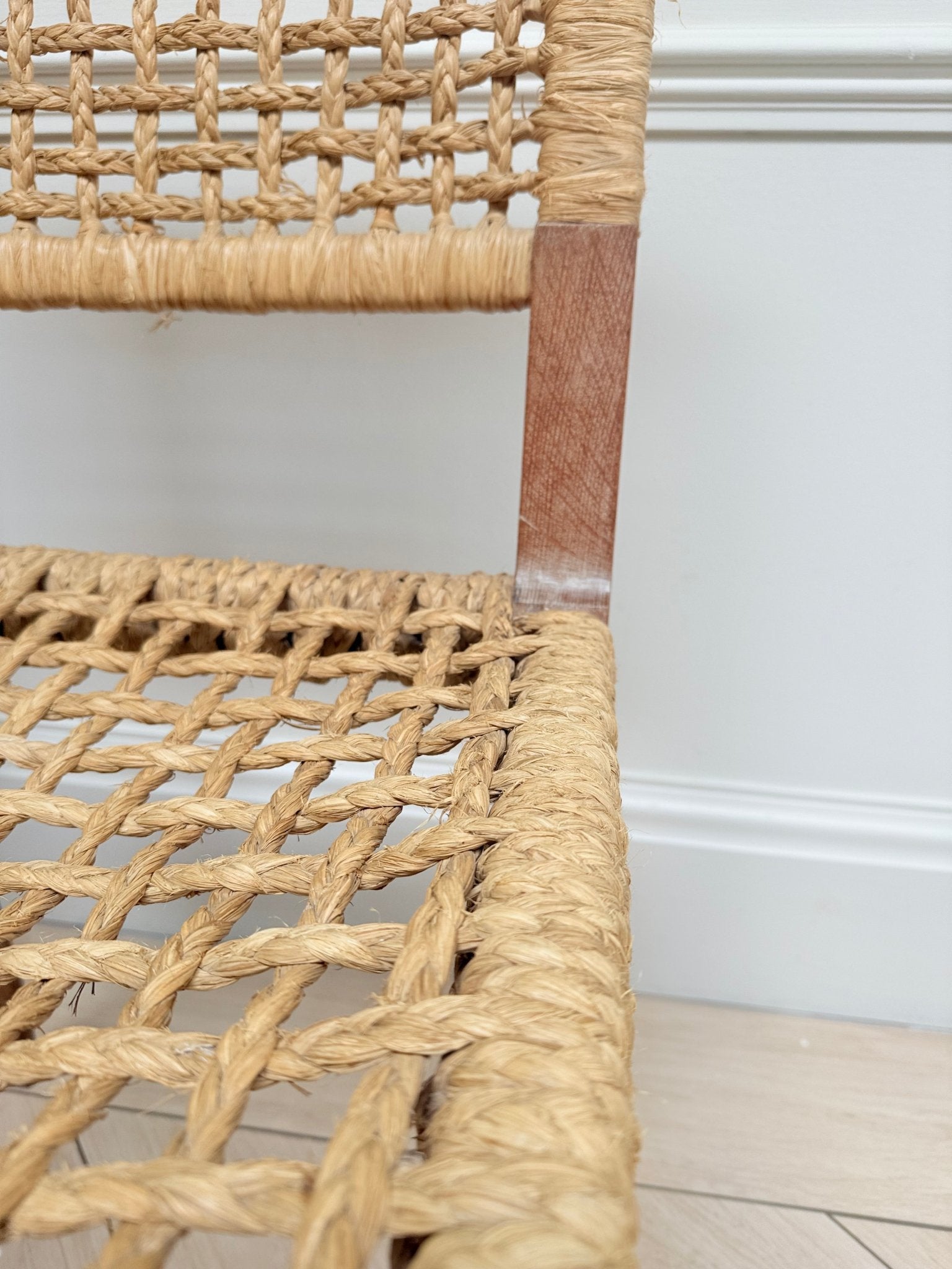 Pair of Audoux Minet Mid-Century French Woven Abaca & Oak Side Chairs – Side Chair – MILLA OBJETS