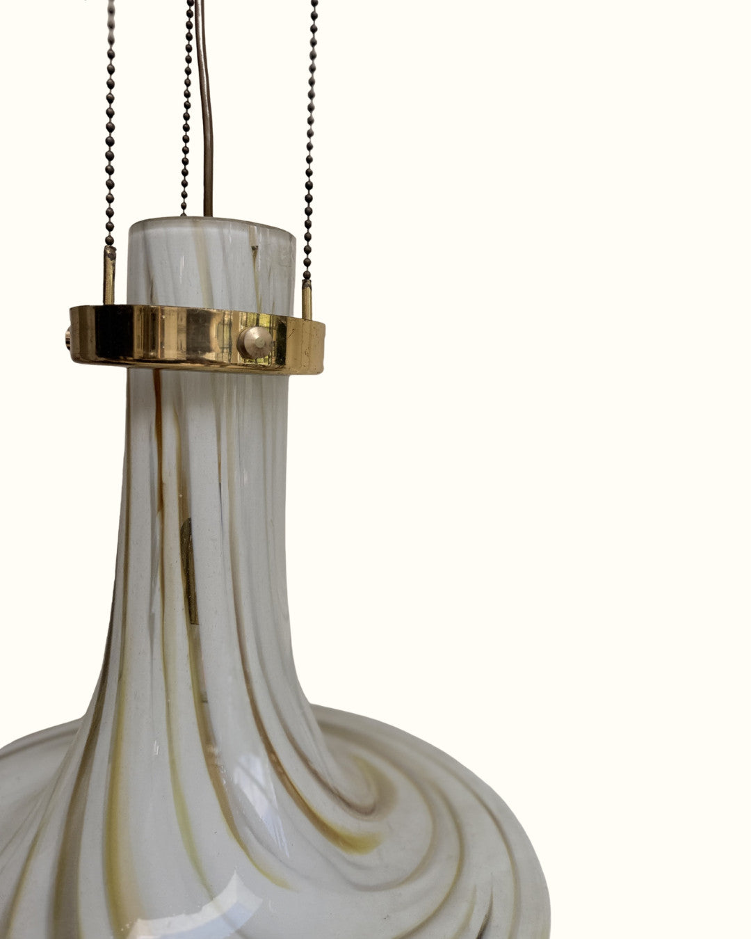 1970’s Mid Century Large Vintage Murano Opaline Swirl Large Glass Pendant Light