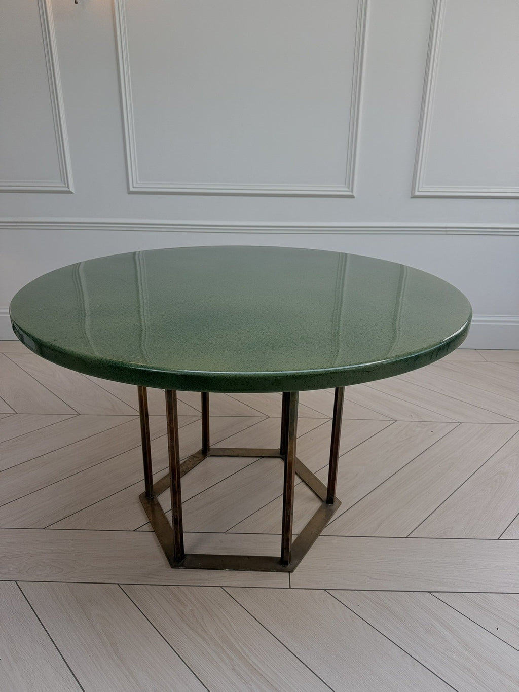 Mid Century Style Vintage Round Green Resin Dining Table