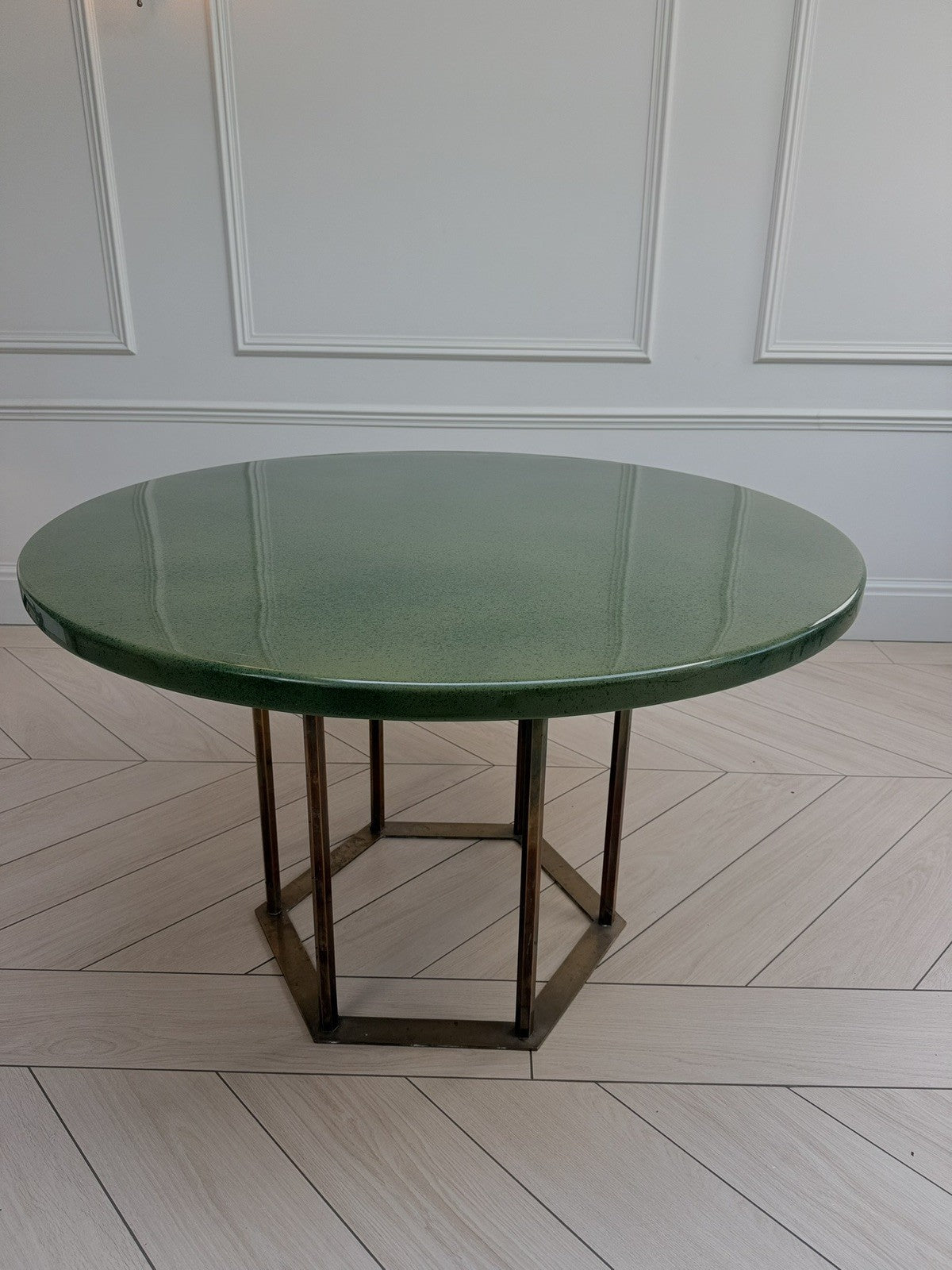Mid Century Style Vintage Round Green Resin Dining Table