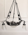 Genet & Michon French Art Nouveau Wrought Iron And Frosted Glass Chandelier – Chandelier – MILLA OBJETS