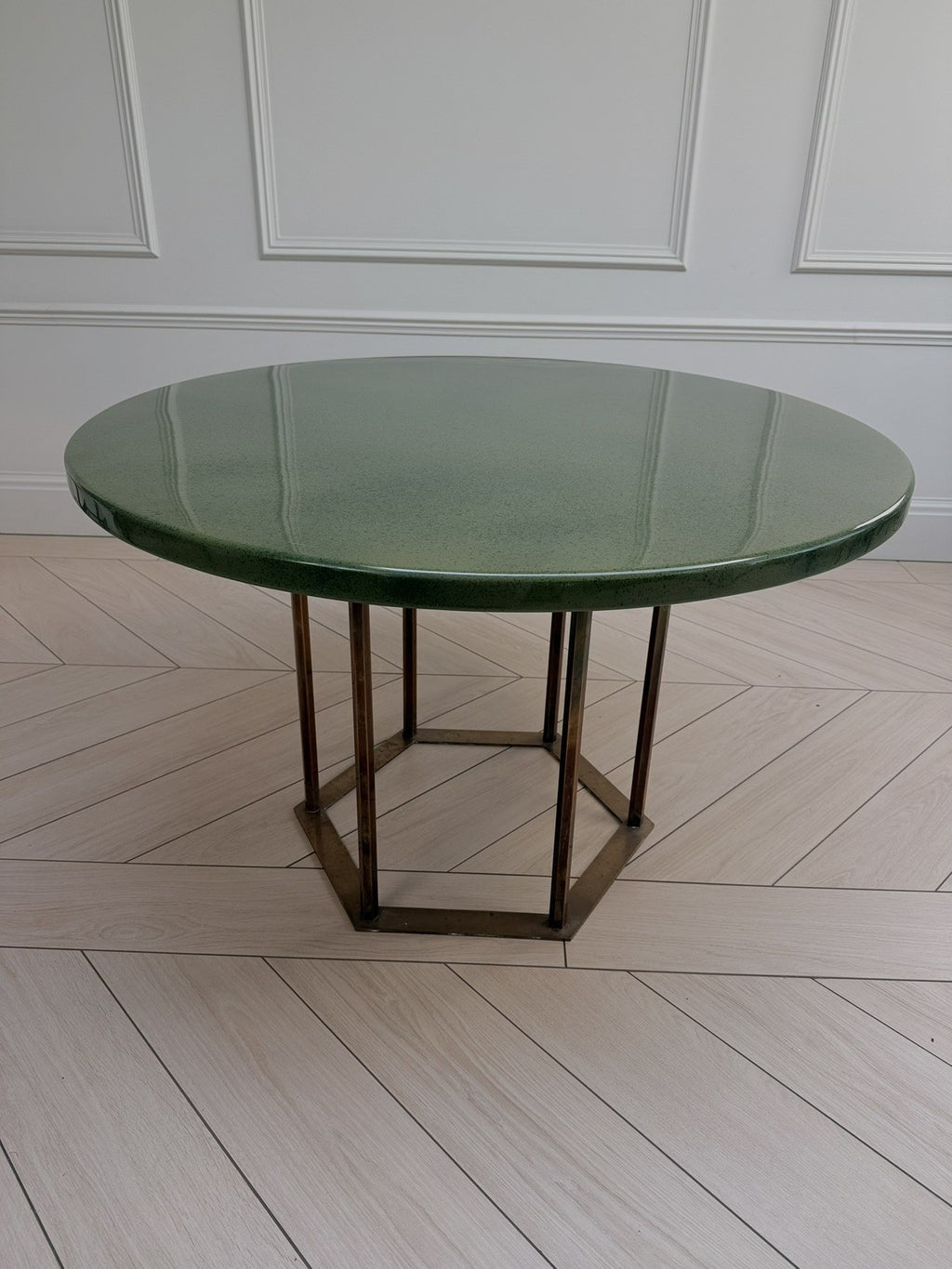 Mid Century Style Vintage Round Green Resin Dining Table