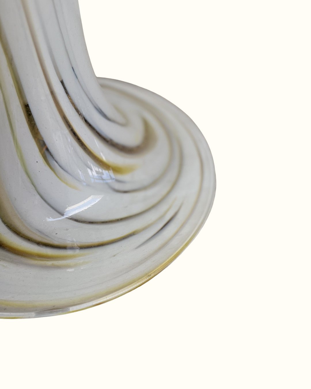 1970’s Mid Century Large Vintage Murano Opaline Swirl Large Glass Pendant Light