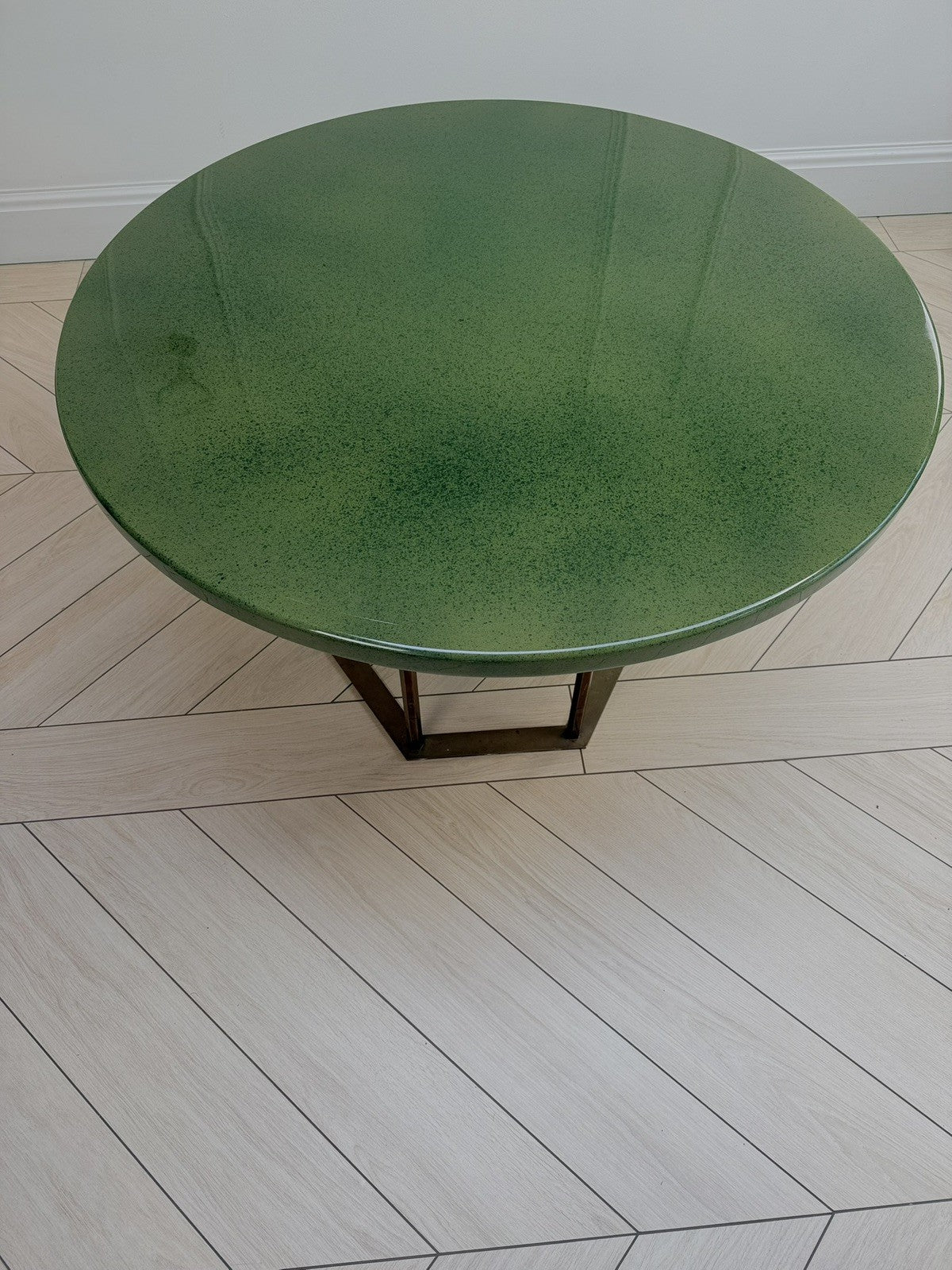 Mid Century Style Vintage Round Green Resin Dining Table