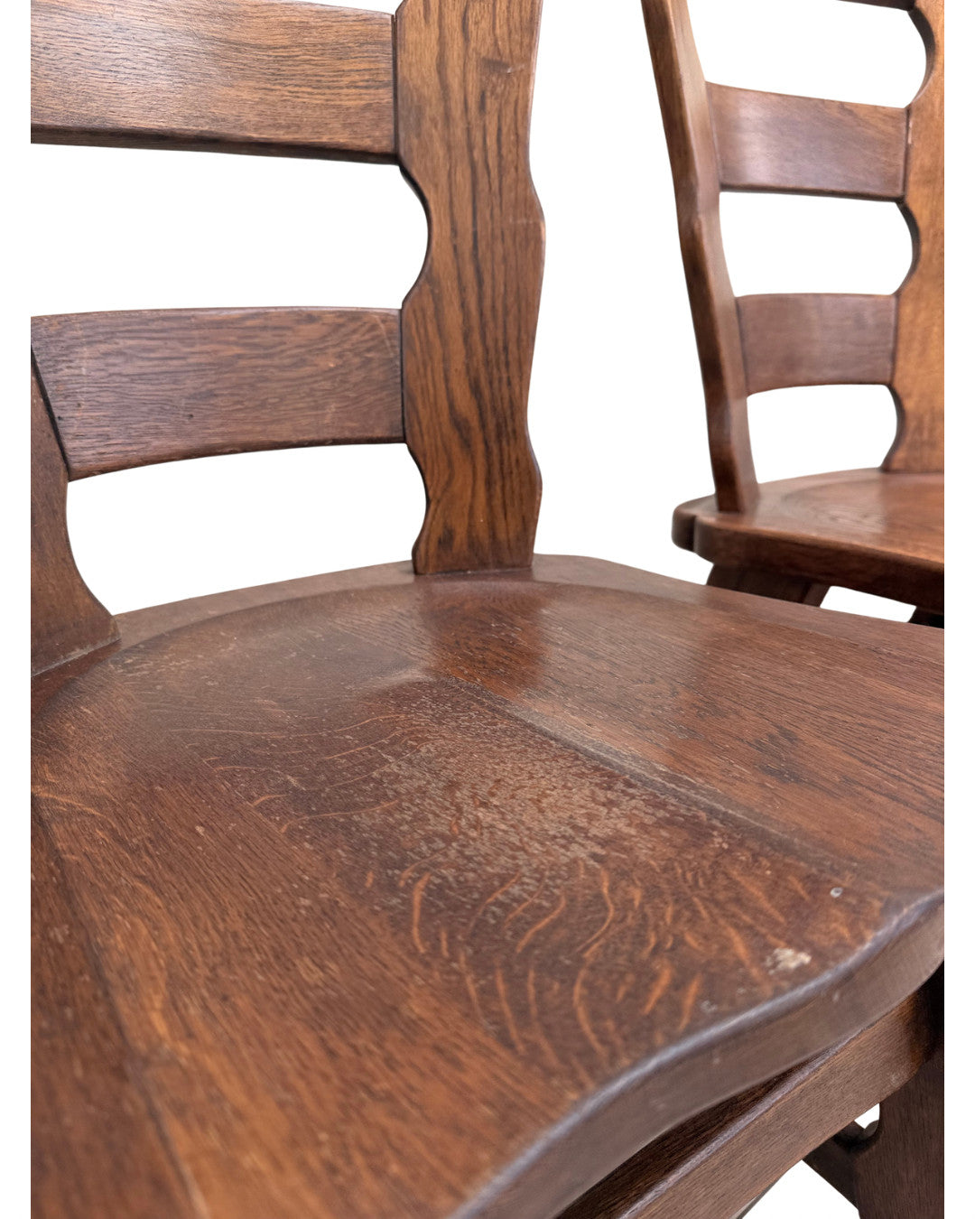 Set of 4 Mid Century Brutalist Oak Dining Chairs Henning kjaernulf style