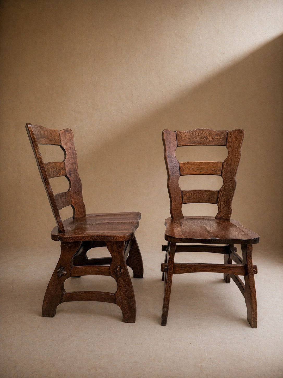 Set of 4 Mid Century Brutalist Oak Dining Chairs Henning kjaernulf style
